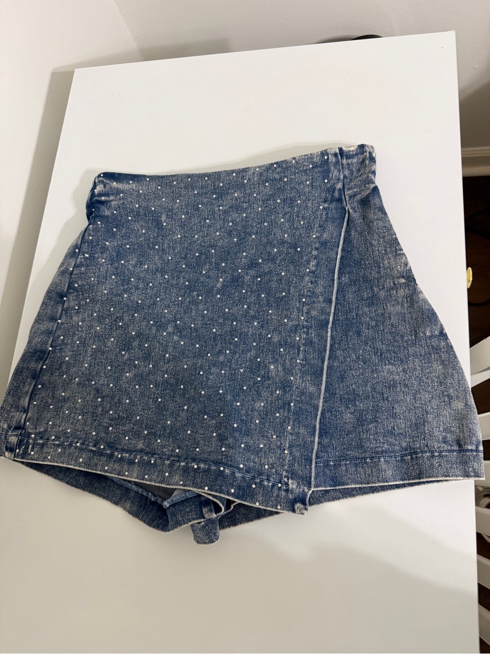 Denim Mini Skort with Silver Stud Detail Size small from Flying Tomato Brand